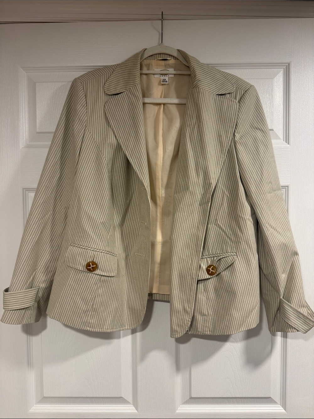 Talbots Cream Pinstripe Blazer Jacket